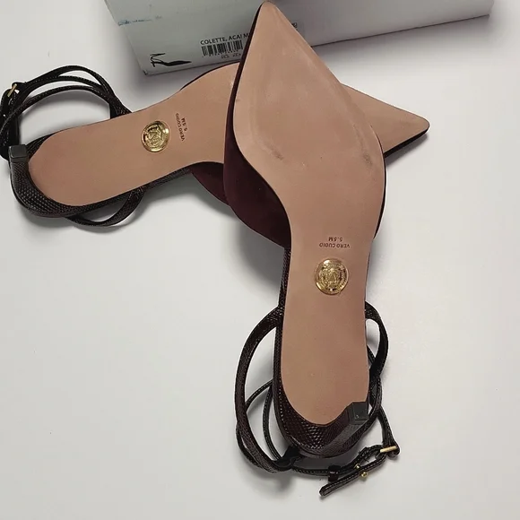 NIB$395 VERONICA BEARD Colette Wraparound Ankle Strap Point Toe Pump In Acai 5.5